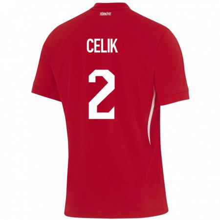 Kandiny Kinder Türkei Zeki Çelik #2 Rot Auswärtstrikot Trikot 24-26 T-Shirt