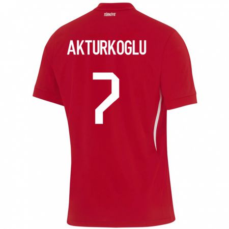 Kandiny Kinder Türkei Kerem Aktürkoğlu #7 Rot Auswärtstrikot Trikot 24-26 T-Shirt