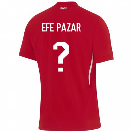 Kandiny Kinder Türkei Alper Efe Pazar #0 Rot Auswärtstrikot Trikot 24-26 T-Shirt