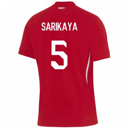 Kandiny Kinder Türkei Efe Sarıkaya #5 Rot Auswärtstrikot Trikot 24-26 T-Shirt