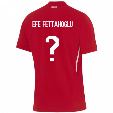 Kandiny Kinder Türkei Adnan Efe Fettahoğlu #0 Rot Auswärtstrikot Trikot 24-26 T-Shirt