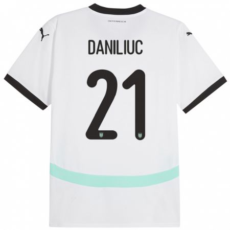 Kandiny Kinder Österreich Flavius Daniliuc #21 Weiß Auswärtstrikot Trikot 24-26 T-Shirt