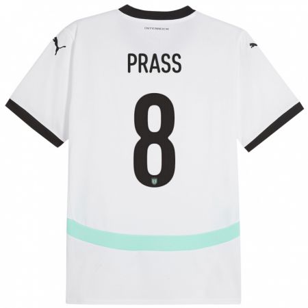 Kandiny Kinder Österreich Alexander Prass #8 Weiß Auswärtstrikot Trikot 24-26 T-Shirt