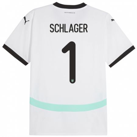 Kandiny Kinder Österreich Alexander Schlager #1 Weiß Auswärtstrikot Trikot 24-26 T-Shirt