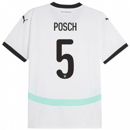 Kandiny Kinder Österreich Stefan Posch #5 Weiß Auswärtstrikot Trikot 24-26 T-Shirt