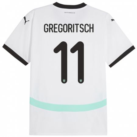 Kandiny Kinder Österreich Michael Gregoritsch #11 Weiß Auswärtstrikot Trikot 24-26 T-Shirt