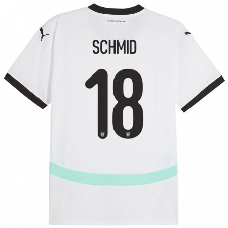 Kandiny Kinder Österreich Romano Schmid #18 Weiß Auswärtstrikot Trikot 24-26 T-Shirt