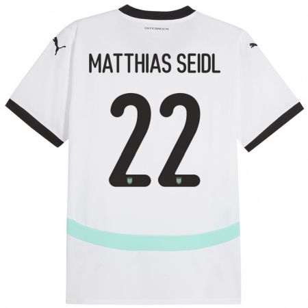 Kandiny Kinder Österreich Matthias Seidl #22 Weiß Auswärtstrikot Trikot 24-26 T-Shirt