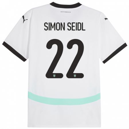 Kandiny Kinder Österreich Simon Seidl #22 Weiß Auswärtstrikot Trikot 24-26 T-Shirt