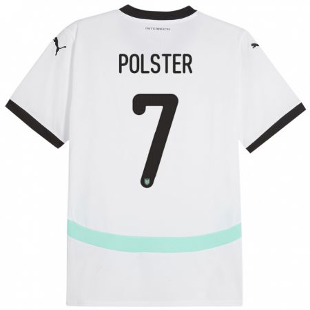 Kandiny Kinder Österreich Manuel Polster #7 Weiß Auswärtstrikot Trikot 24-26 T-Shirt