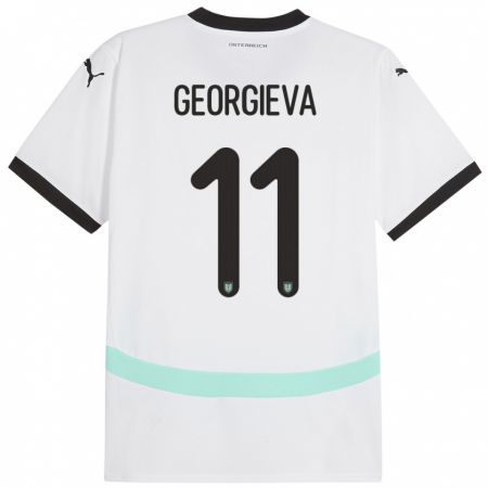 Kandiny Kinder Österreich Marina Georgieva #11 Weiß Auswärtstrikot Trikot 24-26 T-Shirt