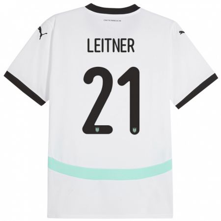 Kandiny Kinder Österreich Annelie Leitner #21 Weiß Auswärtstrikot Trikot 24-26 T-Shirt