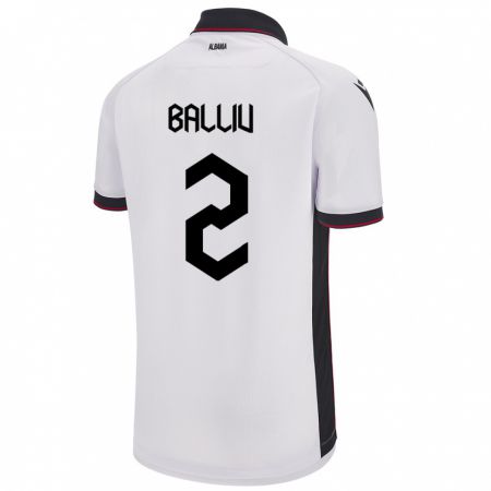 Kandiny Kinder Albanien Iván Balliu #2 Weiß Auswärtstrikot Trikot 24-26 T-Shirt