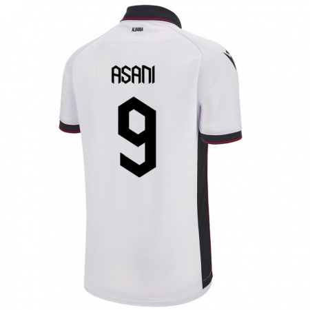 Kandiny Kinder Albanien Jasir Asani #9 Weiß Auswärtstrikot Trikot 24-26 T-Shirt