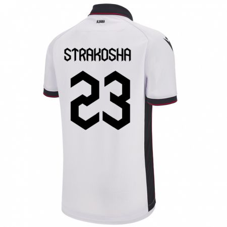 Kandiny Kinder Albanien Thomas Strakosha #23 Weiß Auswärtstrikot Trikot 24-26 T-Shirt