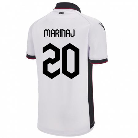Kandiny Kinder Albanien Kledi Marinaj #20 Weiß Auswärtstrikot Trikot 24-26 T-Shirt