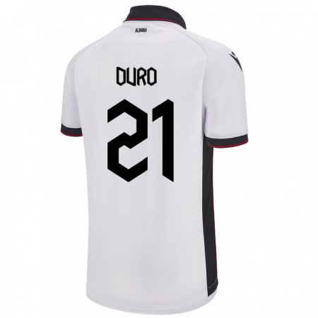 Kandiny Kinder Albanien Dejvi Duro #21 Weiß Auswärtstrikot Trikot 24-26 T-Shirt