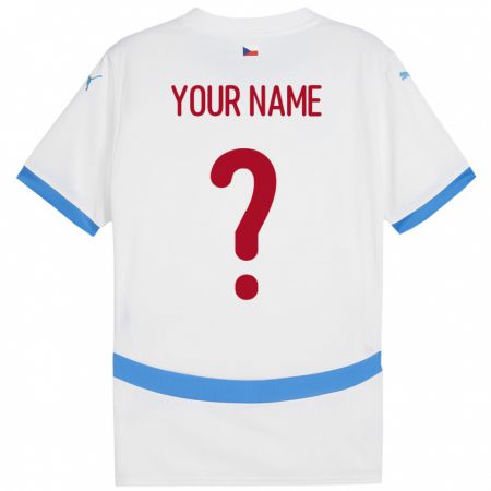 Kandiny Kinder Tschechien Ihren Namen #0 Weiß Auswärtstrikot Trikot 24-26 T-Shirt