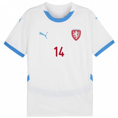 Kandiny Kinder Tschechien Nikola Jadrnicek #14 Weiß Auswärtstrikot Trikot 24-26 T-Shirt