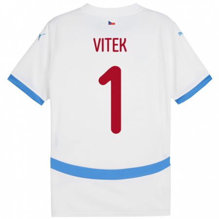 Kandiny Kinder Tschechien Radek Vitek #1 Weiß Auswärtstrikot Trikot 24-26 T-Shirt