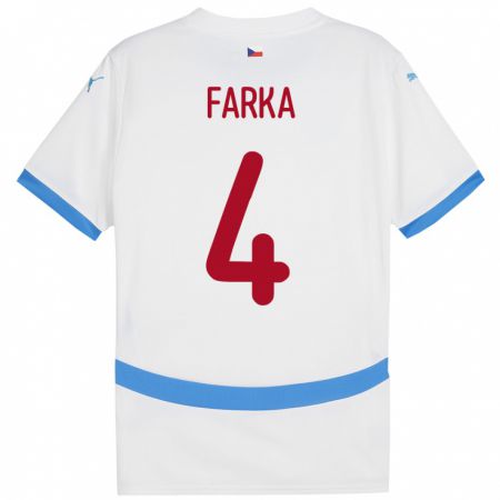 Kandiny Kinder Tschechien Dominik Farka #4 Weiß Auswärtstrikot Trikot 24-26 T-Shirt