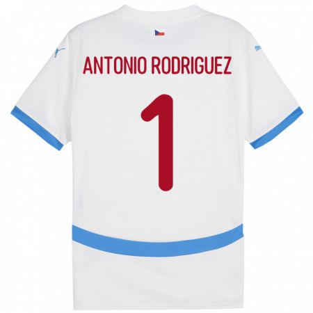 Kandiny Kinder Tschechien Pedro Antonio Rodriguez #1 Weiß Auswärtstrikot Trikot 24-26 T-Shirt