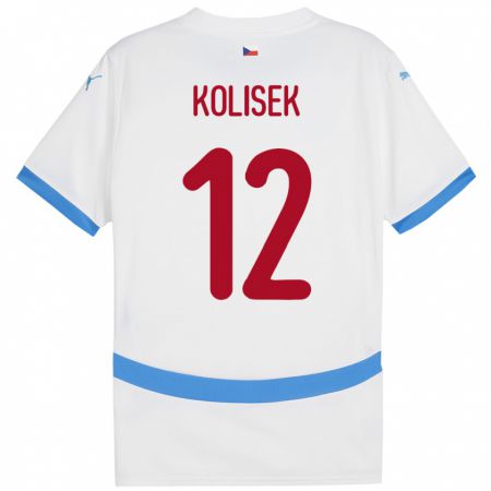 Kandiny Kinder Tschechien Jakub Kolisek #12 Weiß Auswärtstrikot Trikot 24-26 T-Shirt