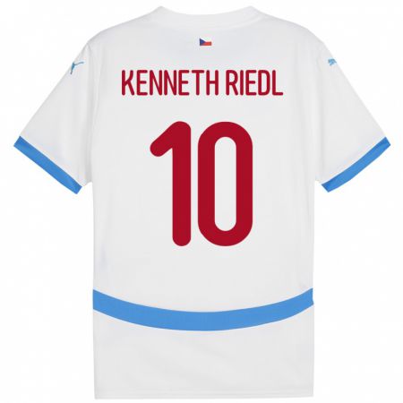 Kandiny Kinder Tschechien Victor Kenneth Riedl #10 Weiß Auswärtstrikot Trikot 24-26 T-Shirt