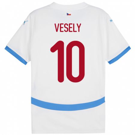 Kandiny Kinder Tschechien David Vesely #10 Weiß Auswärtstrikot Trikot 24-26 T-Shirt