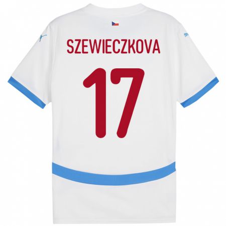 Kandiny Kinder Tschechien Tereza Szewieczková #17 Weiß Auswärtstrikot Trikot 24-26 T-Shirt