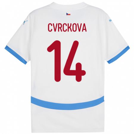 Kandiny Kinder Tschechien Klára Cvrčková #14 Weiß Auswärtstrikot Trikot 24-26 T-Shirt