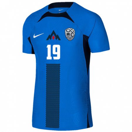 Kandiny Kinder Slowenien Aldin Jakupovic #19 Blau Auswärtstrikot Trikot 24-26 T-Shirt