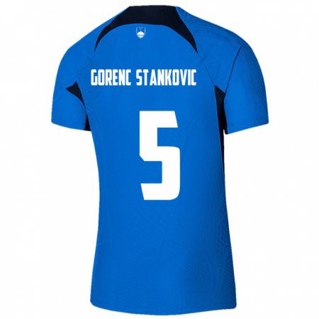 Kandiny Kinder Slowenien Jon Gorenc Stankovic #5 Blau Auswärtstrikot Trikot 24-26 T-Shirt