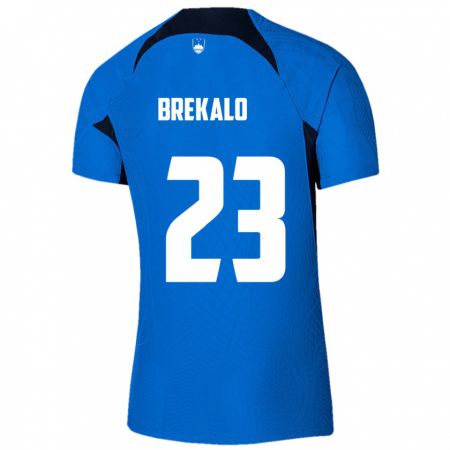 Kandiny Kinder Slowenien David Brekalo #23 Blau Auswärtstrikot Trikot 24-26 T-Shirt