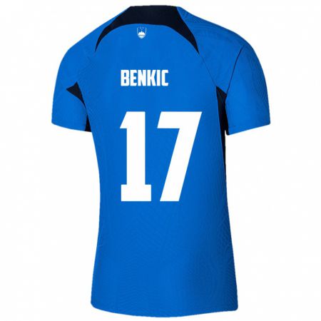 Kandiny Kinder Slowenien Kevin Benkic #17 Blau Auswärtstrikot Trikot 24-26 T-Shirt