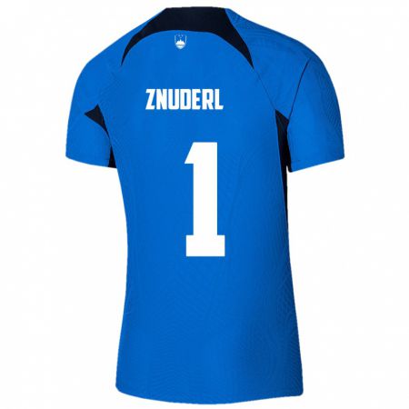 Kandiny Kinder Slowenien Tai Znuderl #1 Blau Auswärtstrikot Trikot 24-26 T-Shirt