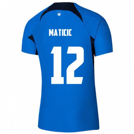 Kandiny Kinder Slowenien Benjamin Maticic #12 Blau Auswärtstrikot Trikot 24-26 T-Shirt