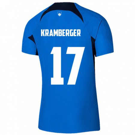 Kandiny Kinder Slowenien Enej Kramberger #17 Blau Auswärtstrikot Trikot 24-26 T-Shirt