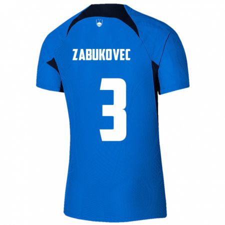 Kandiny Kinder Slowenien Anze Zabukovec #3 Blau Auswärtstrikot Trikot 24-26 T-Shirt