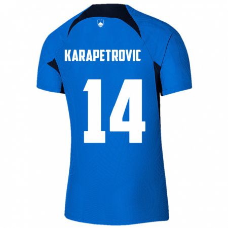 Kandiny Kinder Slowenien Luka Karapetrovic #14 Blau Auswärtstrikot Trikot 24-26 T-Shirt