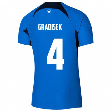 Kandiny Kinder Slowenien Sara Gradišek #4 Blau Auswärtstrikot Trikot 24-26 T-Shirt