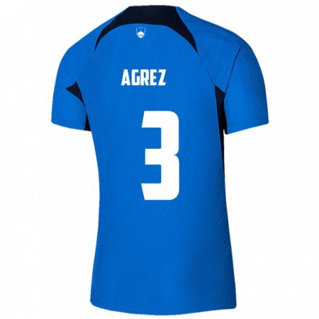 Kandiny Kinder Slowenien Sara Agrež #3 Blau Auswärtstrikot Trikot 24-26 T-Shirt