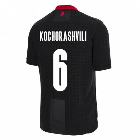 Kandiny Kinder Georgien Giorgi Kochorashvili #6 Schwarz Auswärtstrikot Trikot 24-26 T-Shirt