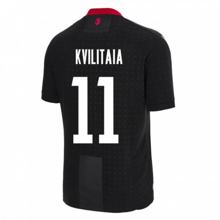 Kandiny Kinder Georgien Giorgi Kvilitaia #11 Schwarz Auswärtstrikot Trikot 24-26 T-Shirt