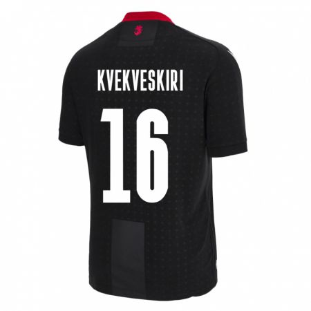 Kandiny Kinder Georgien Nika Kvekveskiri #16 Schwarz Auswärtstrikot Trikot 24-26 T-Shirt