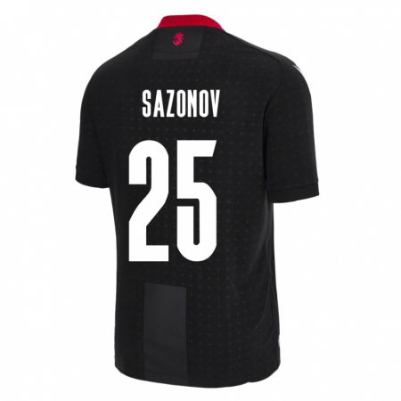 Kandiny Kinder Georgien Saba Sazonov #25 Schwarz Auswärtstrikot Trikot 24-26 T-Shirt