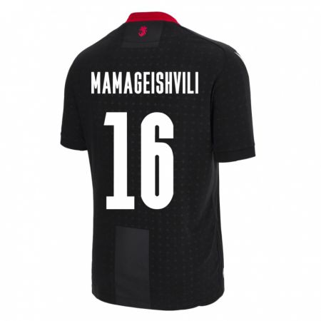 Kandiny Kinder Georgien Gizo Mamageishvili #16 Schwarz Auswärtstrikot Trikot 24-26 T-Shirt