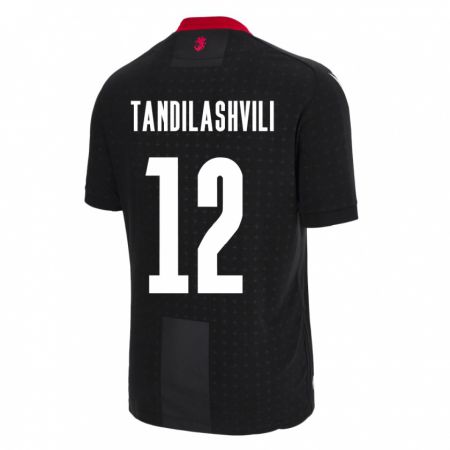 Kandiny Kinder Georgien Levan Tandilashvili #12 Schwarz Auswärtstrikot Trikot 24-26 T-Shirt