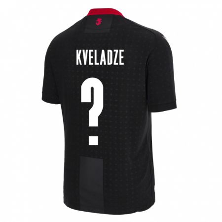 Kandiny Kinder Georgien Giorgi Kveladze #0 Schwarz Auswärtstrikot Trikot 24-26 T-Shirt