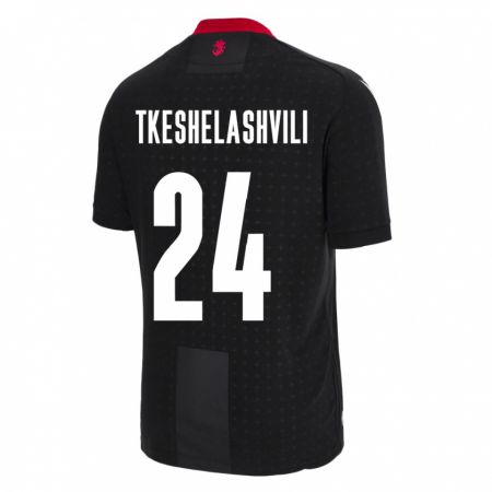 Kandiny Kinder Georgien Amiran Tkeshelashvili #24 Schwarz Auswärtstrikot Trikot 24-26 T-Shirt